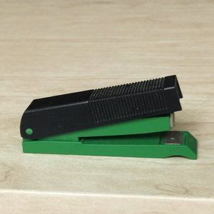 Vintage Titch Stapler Tiny Mini Small Green Black Plastic Germany 3 1/2"